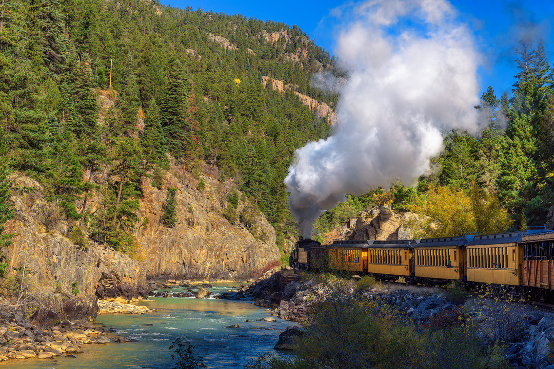 historic steam engine train in durango and silverton narrow gauge railroad