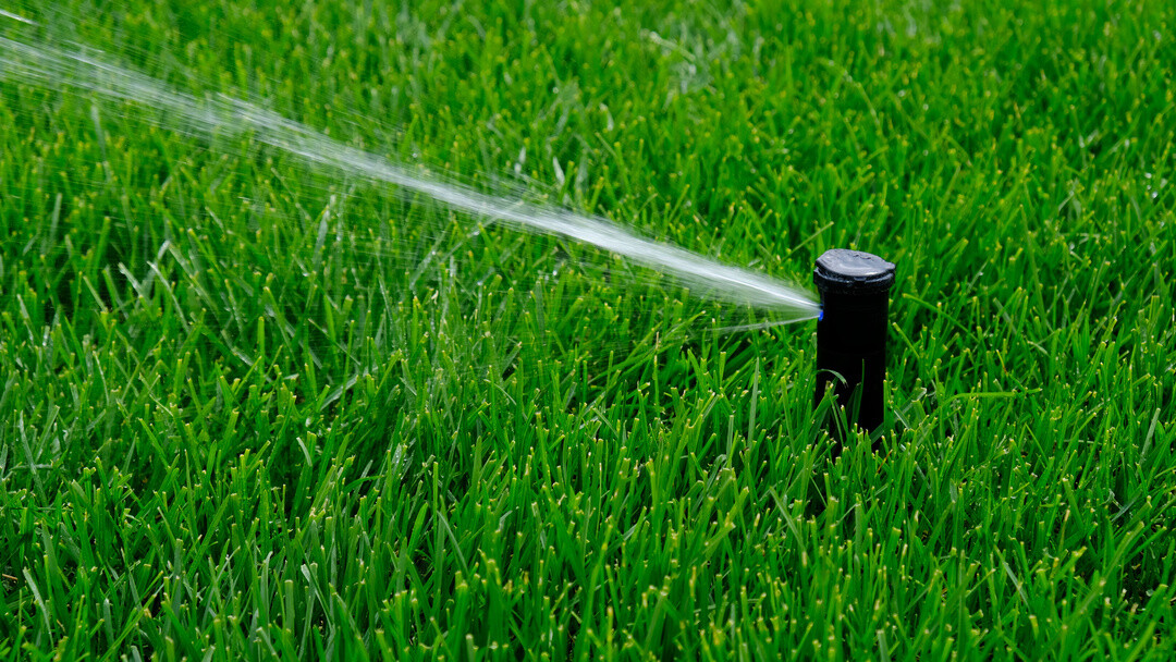 water sprinkler on lawn